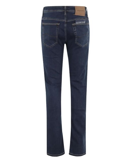 Jacob Cohen Blue Topstitching Jeans for men