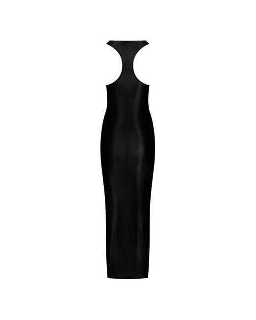 Maison Close Geribbelde Midi-Jurk in het Black