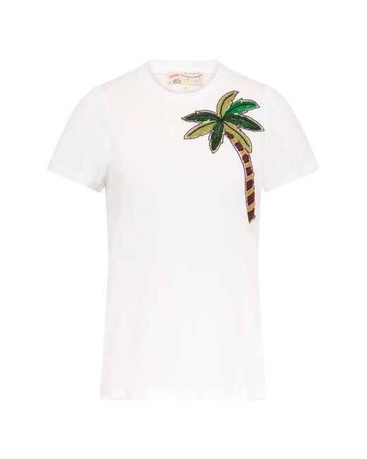 Maison Common White Palm Tree Embroidered T-Shirt