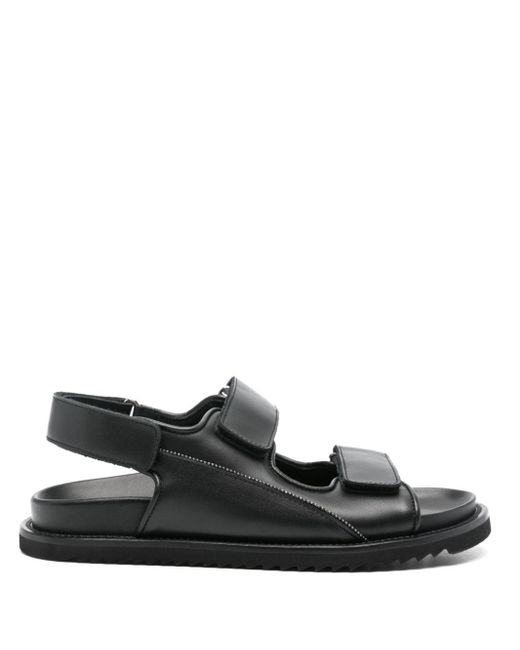 Doucal's Black Double-strap Leather Sandals