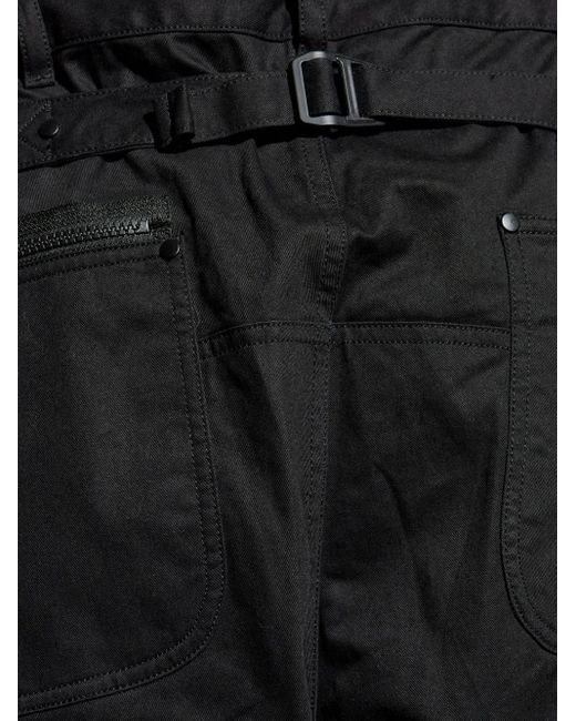 Y-3 Black Buckle-Fastening Panelled Trousers for men