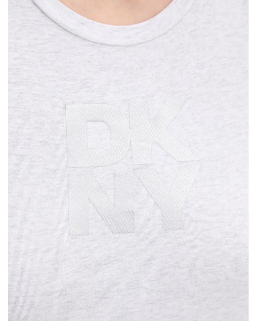 DKNY White Logo-Print Long-Sleeve T-Shirt