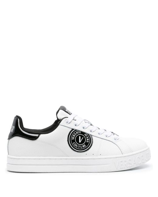 Versace White Court 88 Logo-patch Leather Sneakers for men
