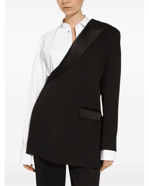 Dolce & Gabbana Black One-shoulder Asymmetric Blazer