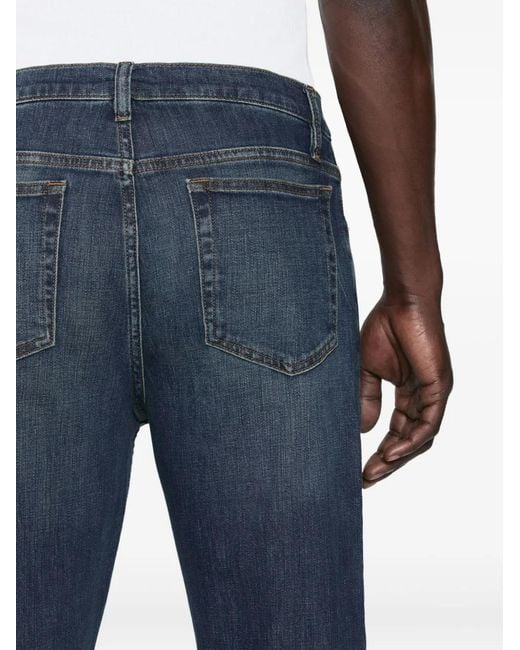 FRAME Blue Whiskering-Effect Jeans for men