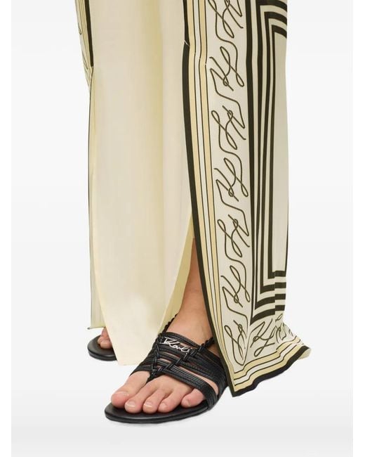 Karl Lagerfeld White Pantalon Palazzo À Détails Imprimés