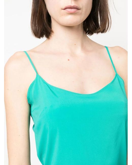 Alberta Ferretti Blue Satin-Effect Camisole Top