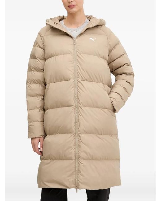 PUMA Natural Hooded Logo-Detail Puffer Jacket