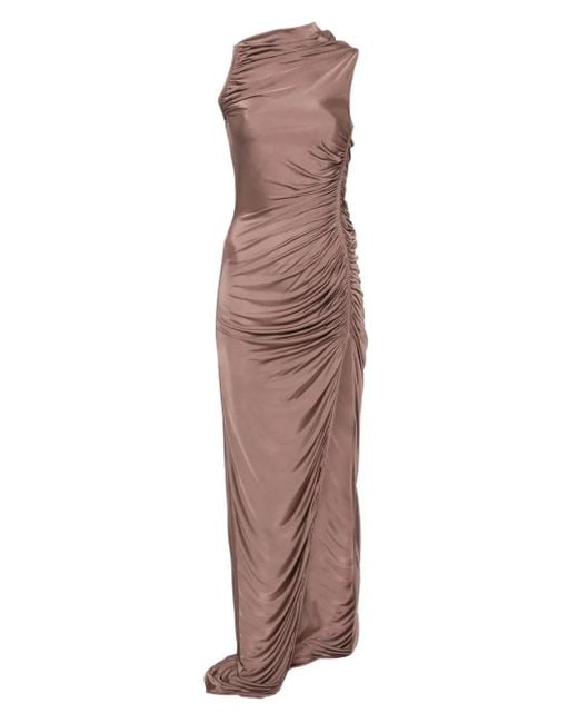Rick Owens Maxi-Jurk Met Ruches in het Brown