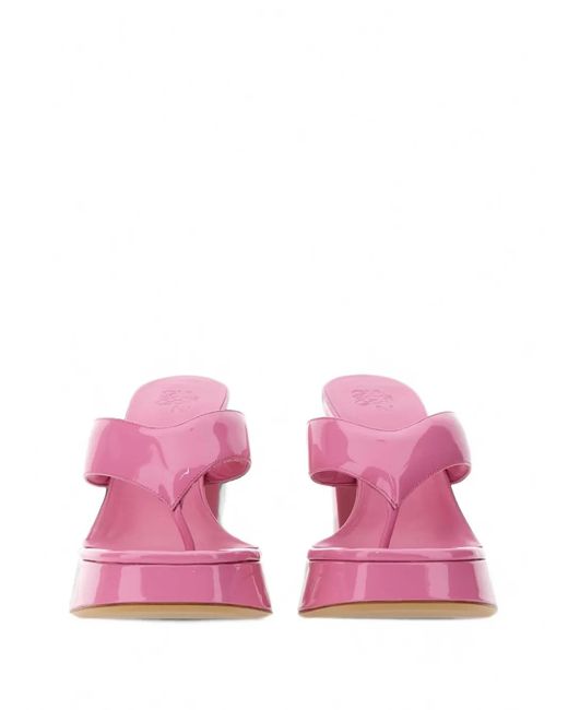 Gia Borghini Pink Patent-Finish Platform Sandals