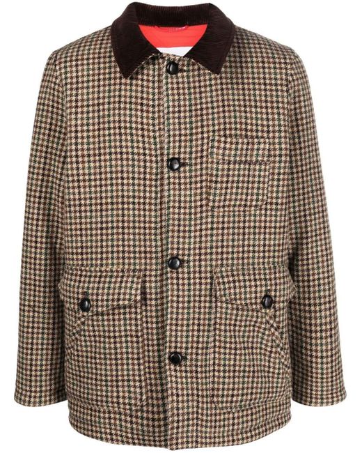Paltò Brown Houndstooth Wool-tweed Jacket for men