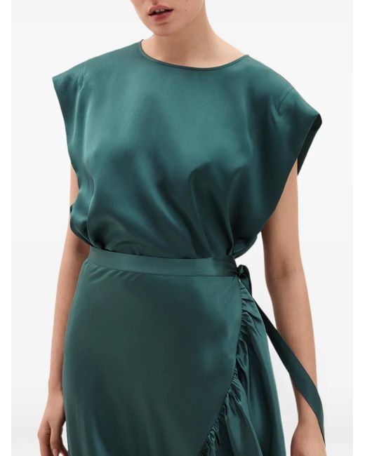 Eres Green Blouse En Soie À Mancherons