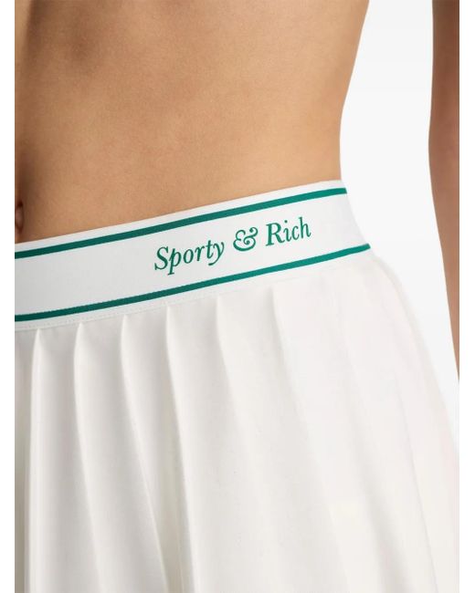 Sporty & Rich White Pleated Stripe Mini Skirt