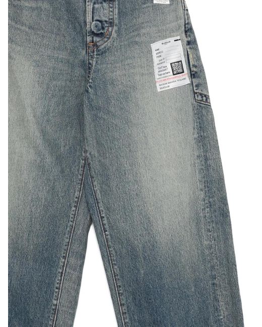 Maison Mihara Yasuhiro Blue Amateur Sewn Like Wide Frayed-Hem Jeans
