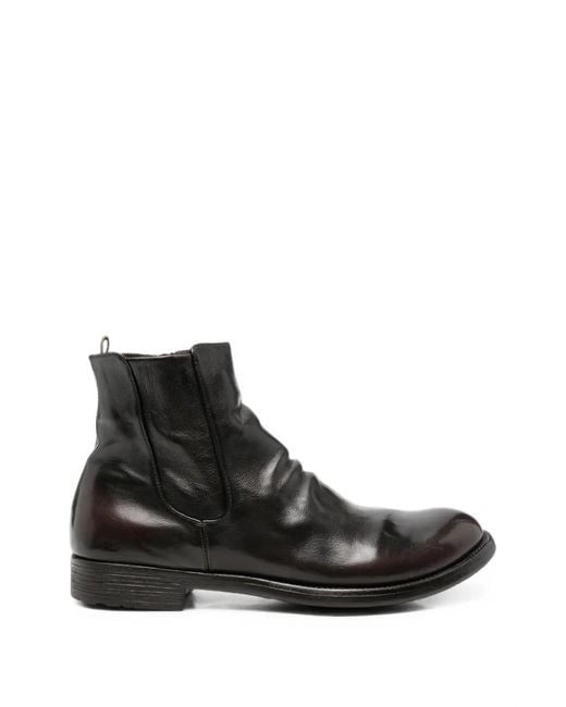 Officine Creative Black Hive Side-Zip Leather Ankle Boots for men