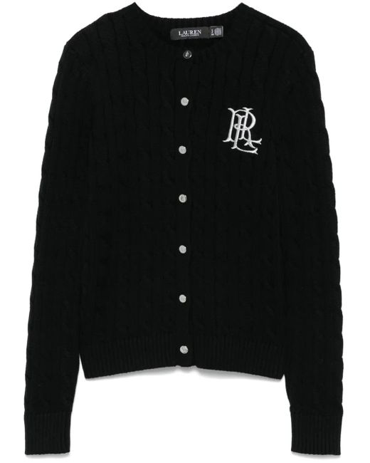 Cardigan À Logo Brodé Ralph Lauren en coloris Black