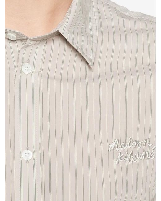 Maison Kitsuné White Stripe-Pattern Shirt for men