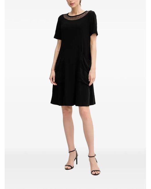 Joseph Ribkoff Black Mesh-Panel Pocket Mini Dress