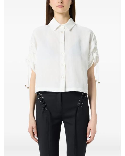 Blumarine White Cropped Button-Up Shirt