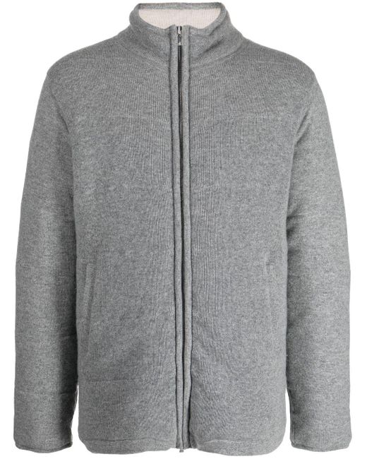 N.Peal Cashmere Gray Zip-up Cashmere Padded Jacket for men