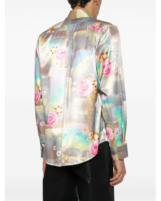 Martine Rose Gray Mix-print Iridescent Shirt for men