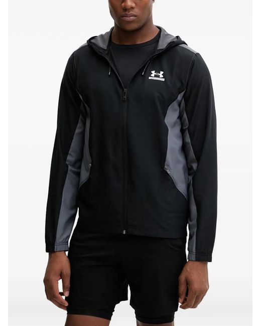 Under Armour Black Tech Sport Woven Colour-Block Drawstring-Hood Jacket for men
