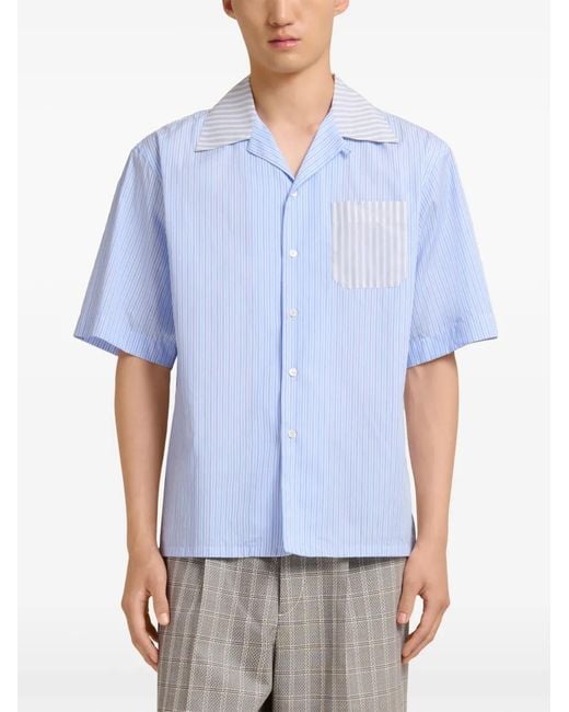 Marni Blue Striped-Pattern Shirt for men