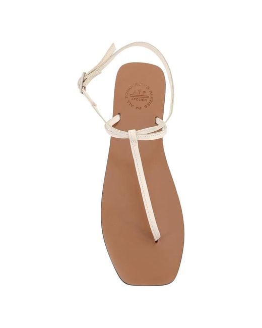 Atp Atelier White Alassio T-Strap Buckle Sandals