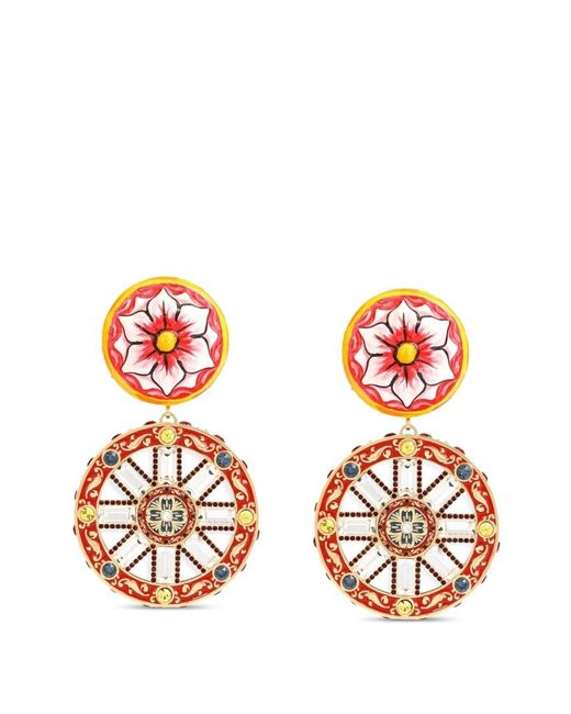 Dolce & Gabbana White Carretto Wheel Clip Earrings