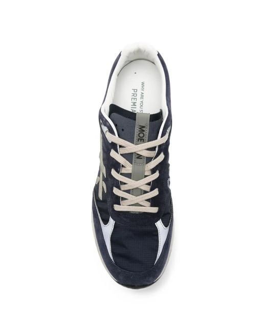 Premiata Blue Moe Run Suede Sneakers for men