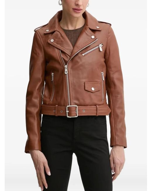 Pinko Black Leather Biker Jacket