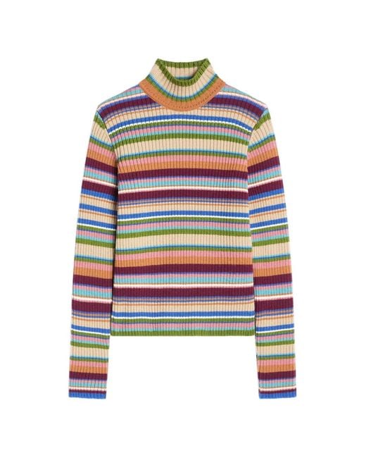 Dries Van Noten White Ribbed Wool Sweater for men
