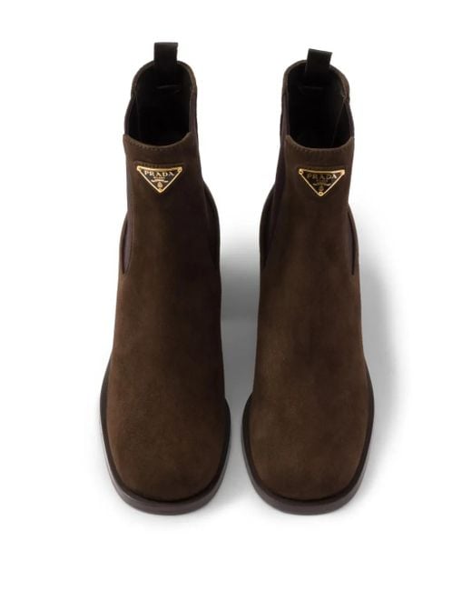 Prada Brown Stiefeletten Aus Wildleder 55Mm