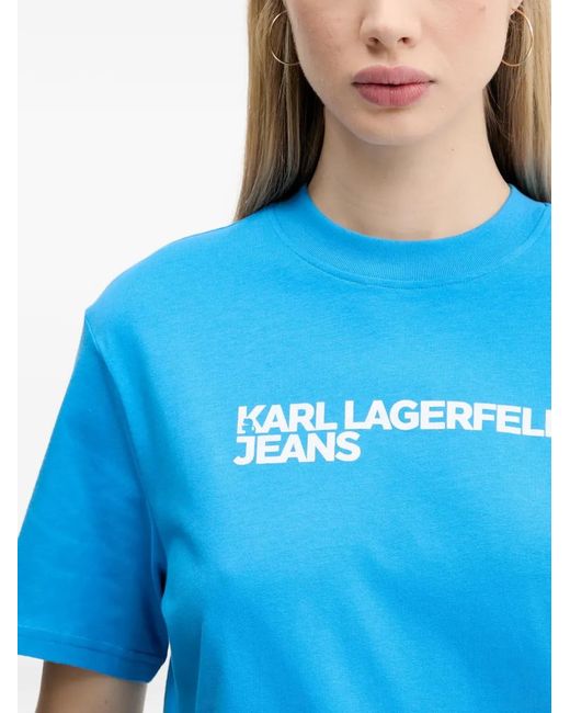 Karl Lagerfeld Blue T-Shirt À Logo Imprimé