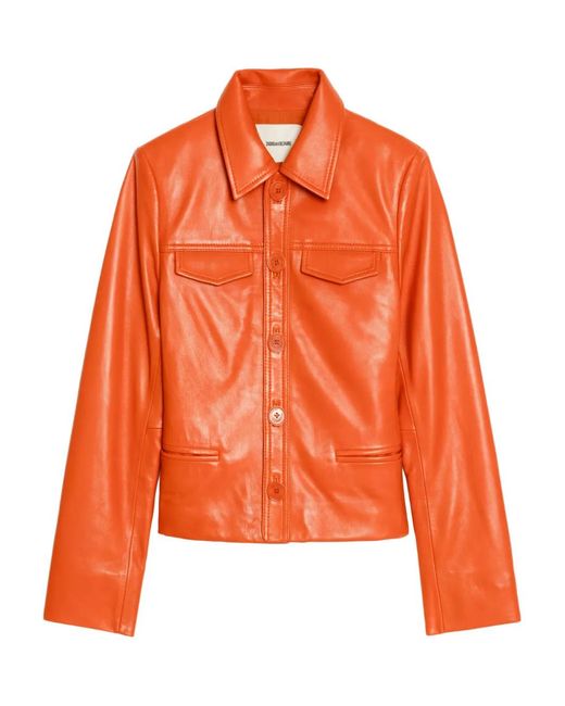 Zadig & Voltaire Orange Liam Leather Jacket