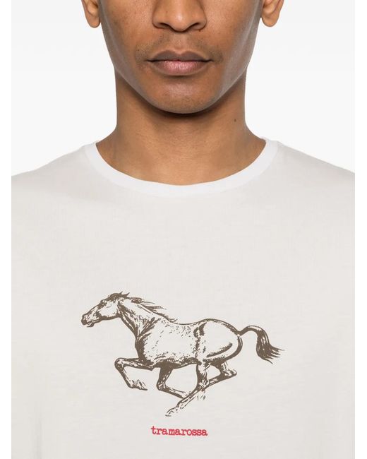 Sartoria Tramarossa White Horse-Print T-Shirt for men