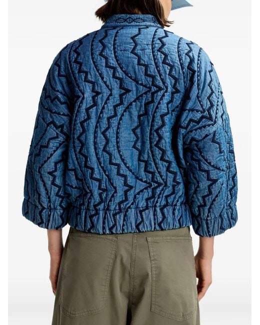 Essentiel Antwerp Blue Floral-Embroidered Jacket