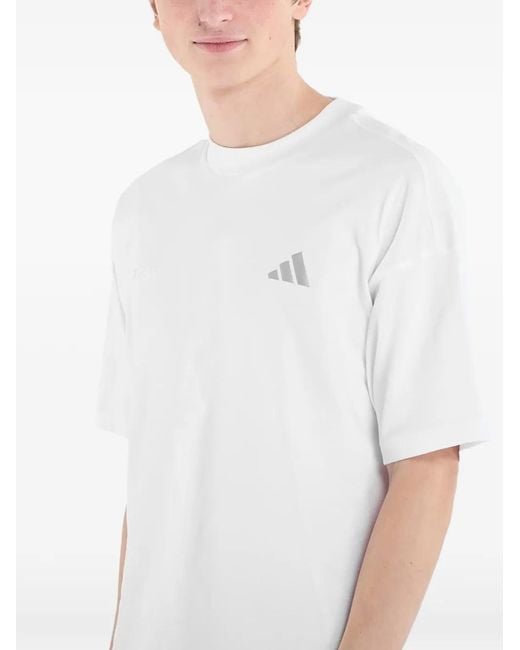 Adidas White Cheering Adi365 Logo-Print T-Shirt