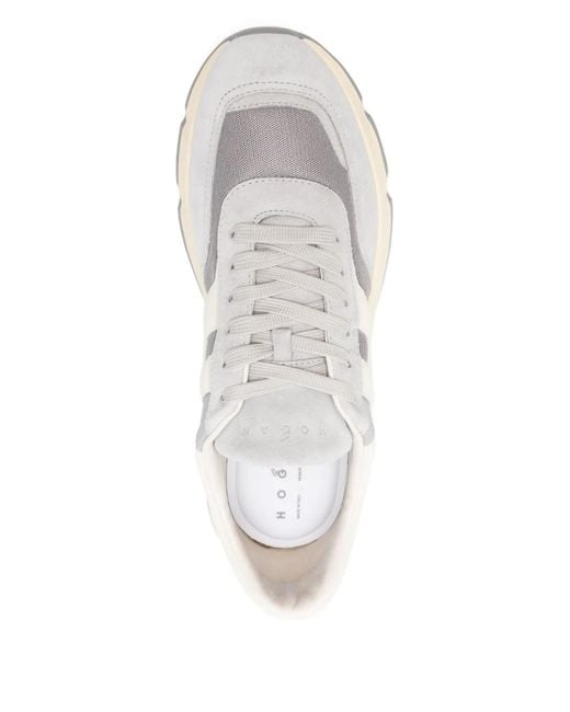 Hogan White Layered Silk And Nylon Sneakers for men
