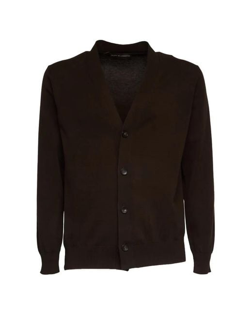FILIPPO DE LAURENTIIS Black Cardigan Côtelé À Col V for men