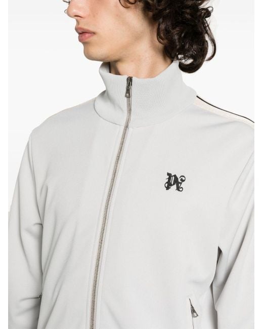 Palm Angels White Track Jacket With Monogram for men