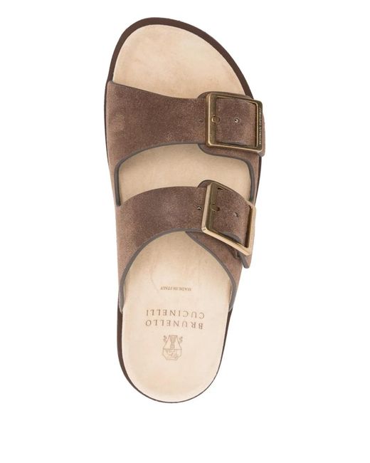 Brunello Cucinelli Brown Leather Sandals for men