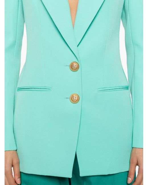 Balmain Green Virgin Wool Single-Breasted Blazer