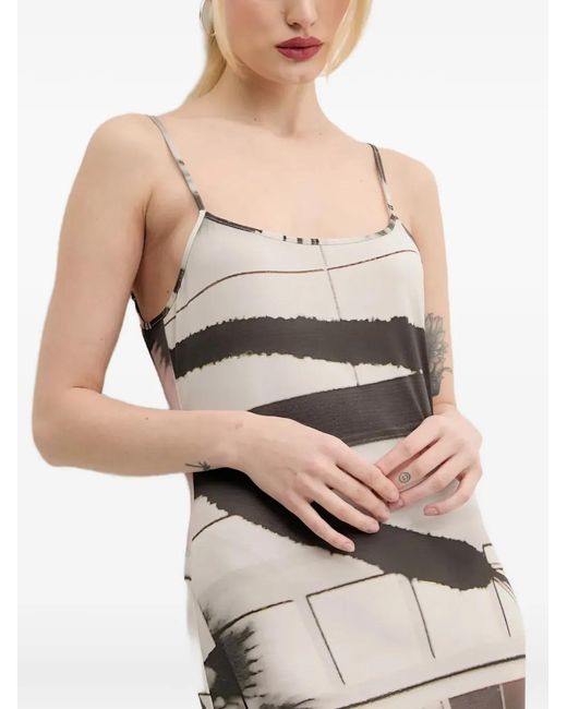 Desigual White Graphic-Print Midi Dress