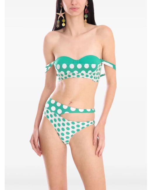 Amir Slama Green Bikini Mit Polka Dots