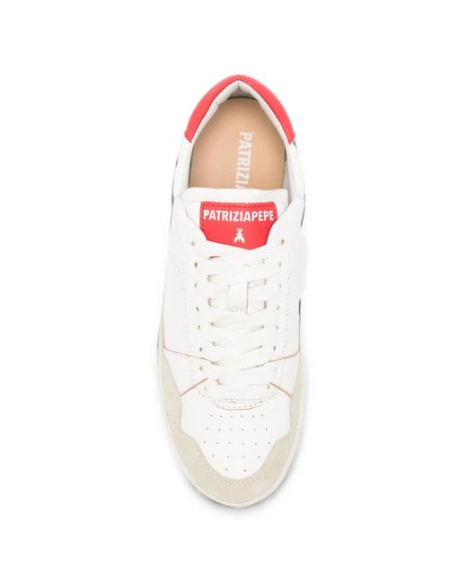 Patrizia Pepe White Fly '93 Suede-Panelled Sneakers