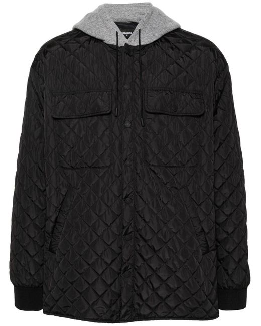 DSquared² Black Quilted Hooded Jacket for men