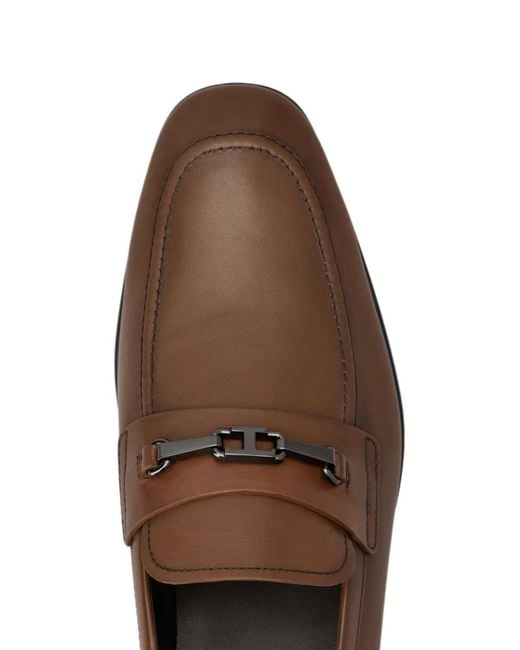 Tod's Brown T Timeless Leather Loafers for men