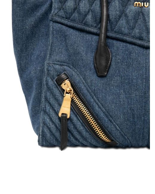 Miu Miu Blue Tote Bag mit gestepptem Einsatz