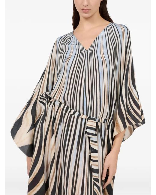 Roberto Cavalli White Zebra-Print V-Neck Maxi Dress